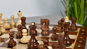 Traditional Russian Zagreb Wooden Chess Pieces in Sheesham & Natural Boxwood - 3.1" King