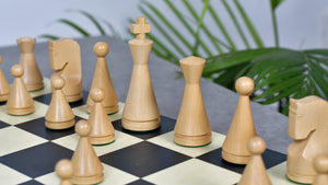 4.09" Classic Series Cone Shaped Chess Pieces in Ebonized Boxwood & Natural Boxwood - 940 Grams