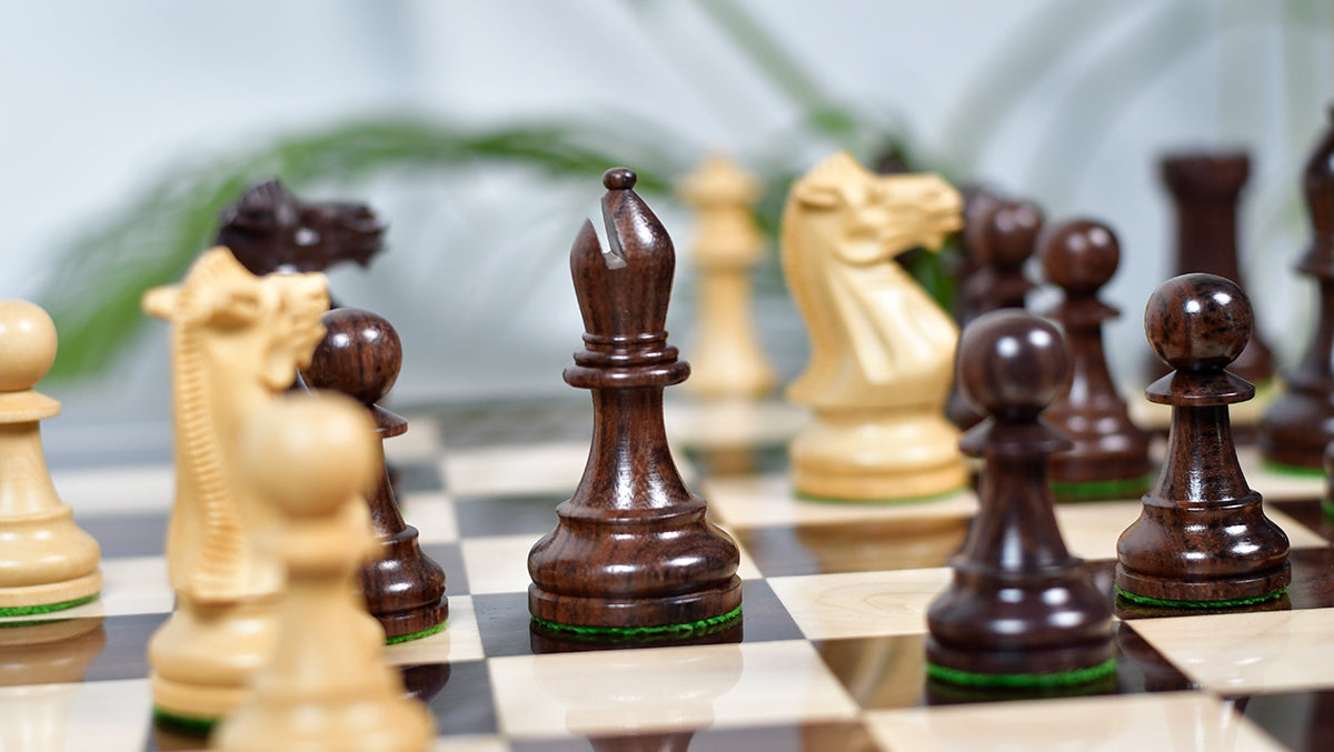 4.0'' Prestige Staunton Series Weighted Chess Pieces in Anjan Wood & Box Wood - 1560 Grams