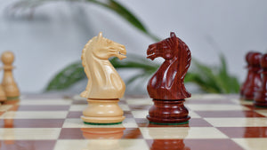 Fierce Knight (The Queen's Gambit) Staunton Series Chess Pieces in Bud Rosewood & Box Wood - 4.0" King