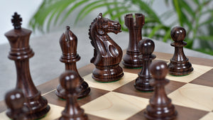 Fierce Knight (Queen's Gambit Series) Staunton Chess Pieces in Rosewood & Boxwood - 4.1" King