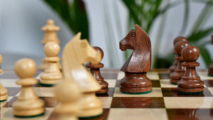 German Knight Tournament Series Staunton Chess Pieces in Sheesham & Box Wood - 3" King - Best Seller