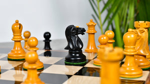 Reproduced Richard Whitty Antique Chess Pieces with King Side Stamping in Ebony / Antiqued Box wood - 3.75" King