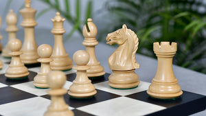 Fierce Knight (Queens's Gambit Series) Staunton Wooden Chess Pieces in Indian Ebonized Wood & Box Wood - 3.5" King
