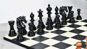 American Adios Series Luxury Chess Pieces in Distressed Boxwood & Ebony Wood - 4.4" King