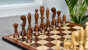 1958 ANRI Space Age Chess Pieces by Arthur Elliott in Sheesham & Box Wood - 4.25" King