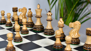 Burnt Blazed Series Handcarved (Lacquerd) Chess Pieces in Burnt Boxwood - 3.8" King