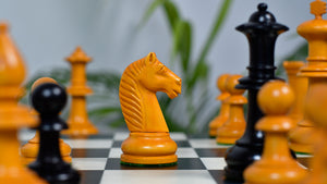 19th Century Antique Austrian Series Chess Pieces in Ebonized Boxwood & Antiqued Boxwood - 4.27" King - Colllector Chess