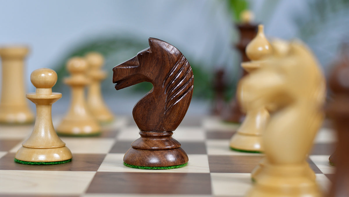 1950s' Soviet Russian (Queen' Gambit Series) Latvian Chess Pieces in Sheesham & Natural Boxwood - 4.1" King