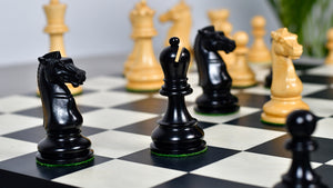 British Chess Company (BCC) Popular Staunton Double Collared Chess Pieces in Ebony & Boxwood - 4.2" King