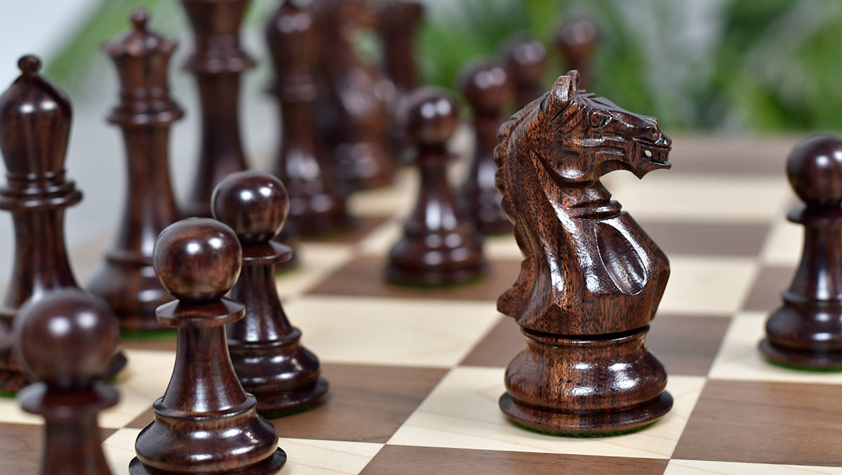 The Supreme Series (The Queens's Gambit) Staunton Weighted Chess Pieces in Acacia Wood & Indian Boxwood 4 inch King - 1400 GMS
