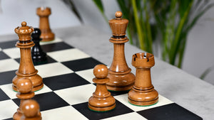 1950s' Fischer Dubrovnik Weighted Chess Pieces Set in Genuine Ebony Wood / Distressed Antique Wood - 4.25" King Size
