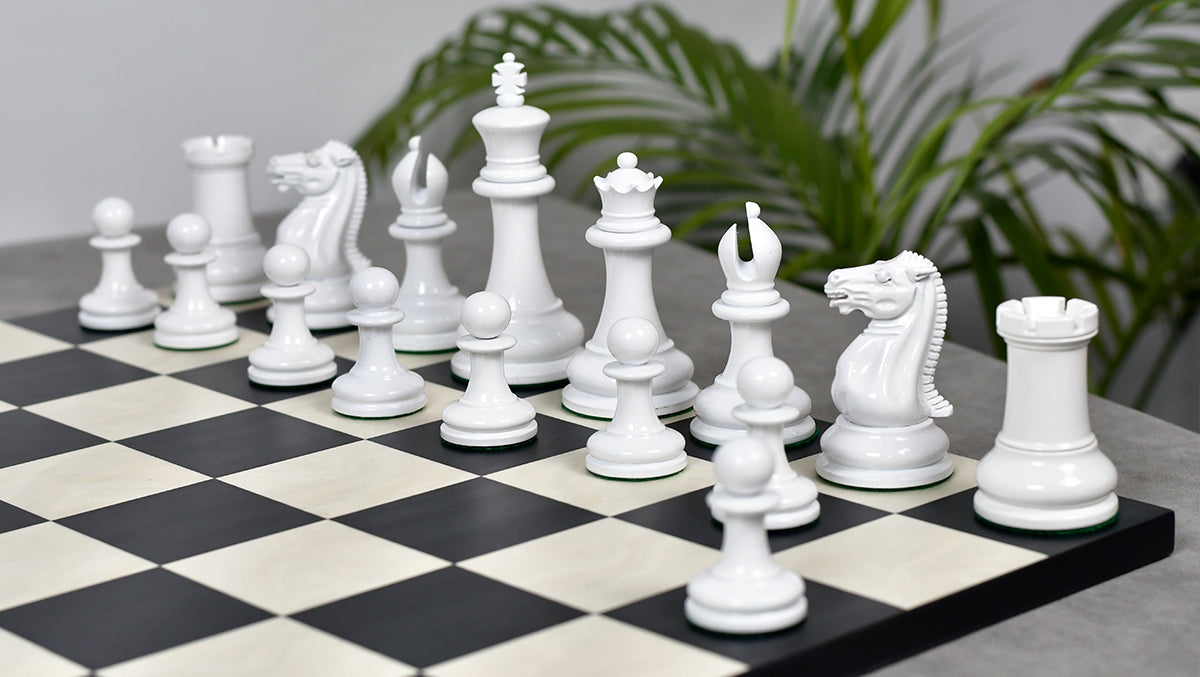 1849 Original Staunton Pattern Painted Chess Pieces (Lacquer Finished) Red Painted Crimson & Ivory White - 4.5" King