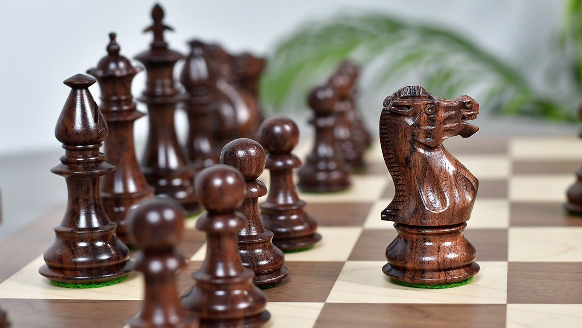 3.7'' British Staunton Series Wooden Chess Pieces in Anjan Wood & Box Wood - 1200 Grams