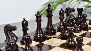 4.0" Desert Gold Staunton Series Wooden Chess Pieces in Rosewood & Box Wood - 1300 Grams