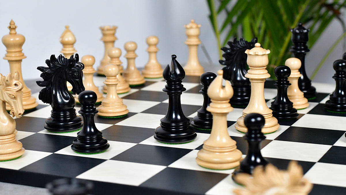 The Arabian Knight Series Artisan Staunton Luxury Chess Pieces in Ebony & Boxwood - 4.2" King