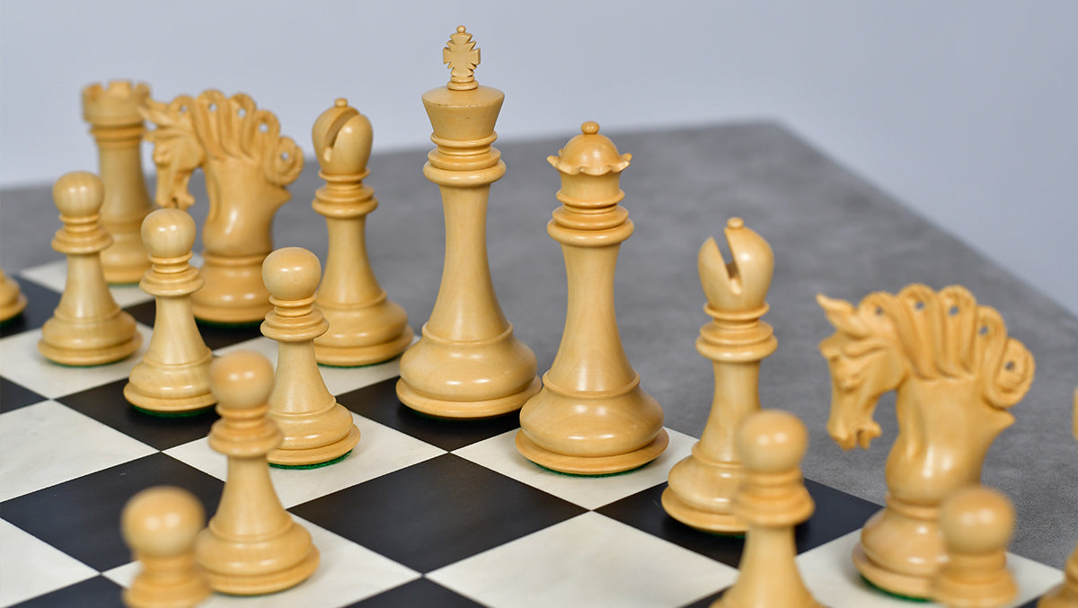The Pegasus Series Artisan Staunton Chess Pieces version 2.0 in Ebony / Boxwood - 4.6" King