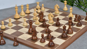 3.8" New Columbian Staunton Series Chess Pieces in Sheesham Wood & Boxwood - 1100 grams