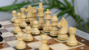 German Knight Tournament Series Staunton Chess Pieces in Ebonized Boxwood & Box Wood - 3" King