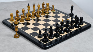The Repro of Averbakh 1949 Moscow Chess Championship Chess Pieces in Ebonized & Antiqued Boxwood 4.20 inch King - 1130 Grams Weight