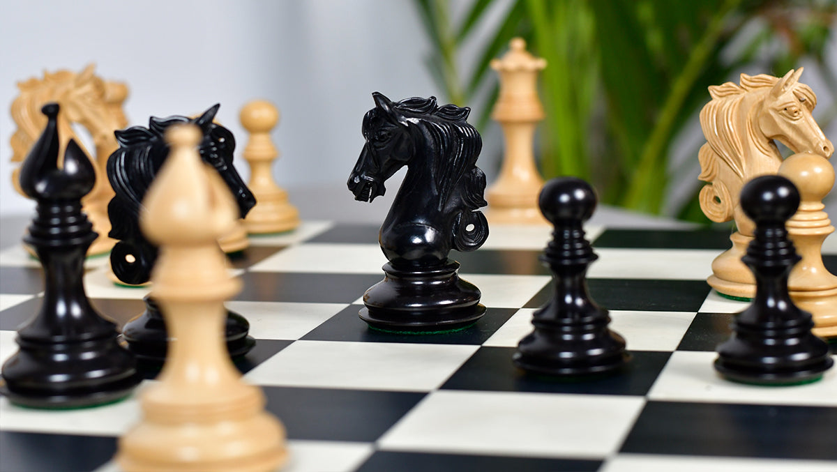 Admiral Series II Staunton Luxury Chess Pieces in Ebony Wood & Boxwood - 4.5" King