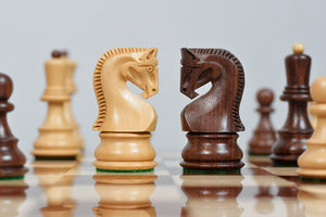 1959 World Chess Championship Old Russian Zagreb Chess Pieces - Sheesham Wood & Boxwood - 3.8" King