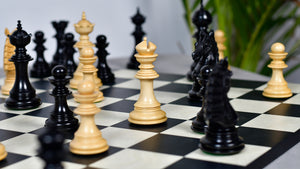The Sikh Empire Series Triple Weighted Wooden Handmade Chess Pieces in Genuine Ebony Wood and Indian Boxwood - 4.5" King with Extra Queens
