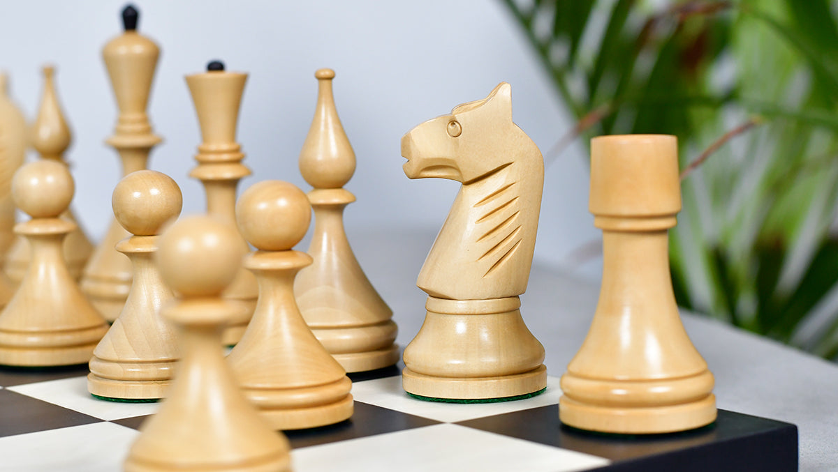 1961 Soviet Championship Baku Chess Pieces in Ebonized / Box wood - 4.05 King