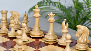 Combo Of 4.4 Inch Luxury Imperial Collector Series Artisan Chess Pieces Triple Weighted in Padauk Wood and Boxwood With Wooden Bud Rosewood / Maple Chess Board