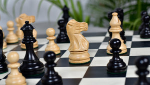 Smokey Staunton Series Chess Pieces in Ebonized boxwood & Natural Boxwood- 3.8" King
