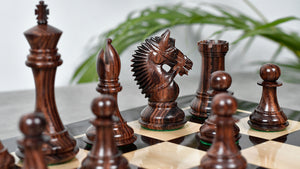 American Bridle Triple-Weighted Chess Pieces with Extra Queen - Handcrafted in Rosewood & Boxwood 4.2" King