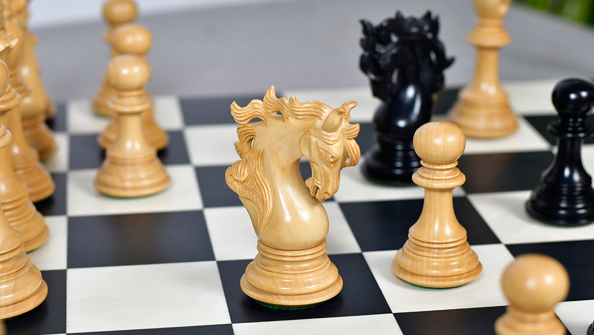 Viking Series Triple Weighted Staunton Luxury Chess Pieces – Handcrafted Ebony & Boxwood, 4.4” King