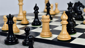 The Mustang Series Wooden Triple Weighted Chess Pieces in Ebony / Boxwood - 4.4" King