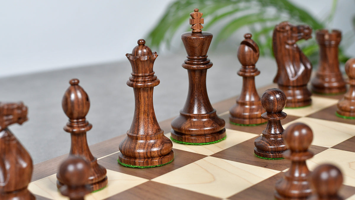 The Grandmaster Staunton Series Chess Pieces In Sheesham & Natural Boxwood - 3.75" King