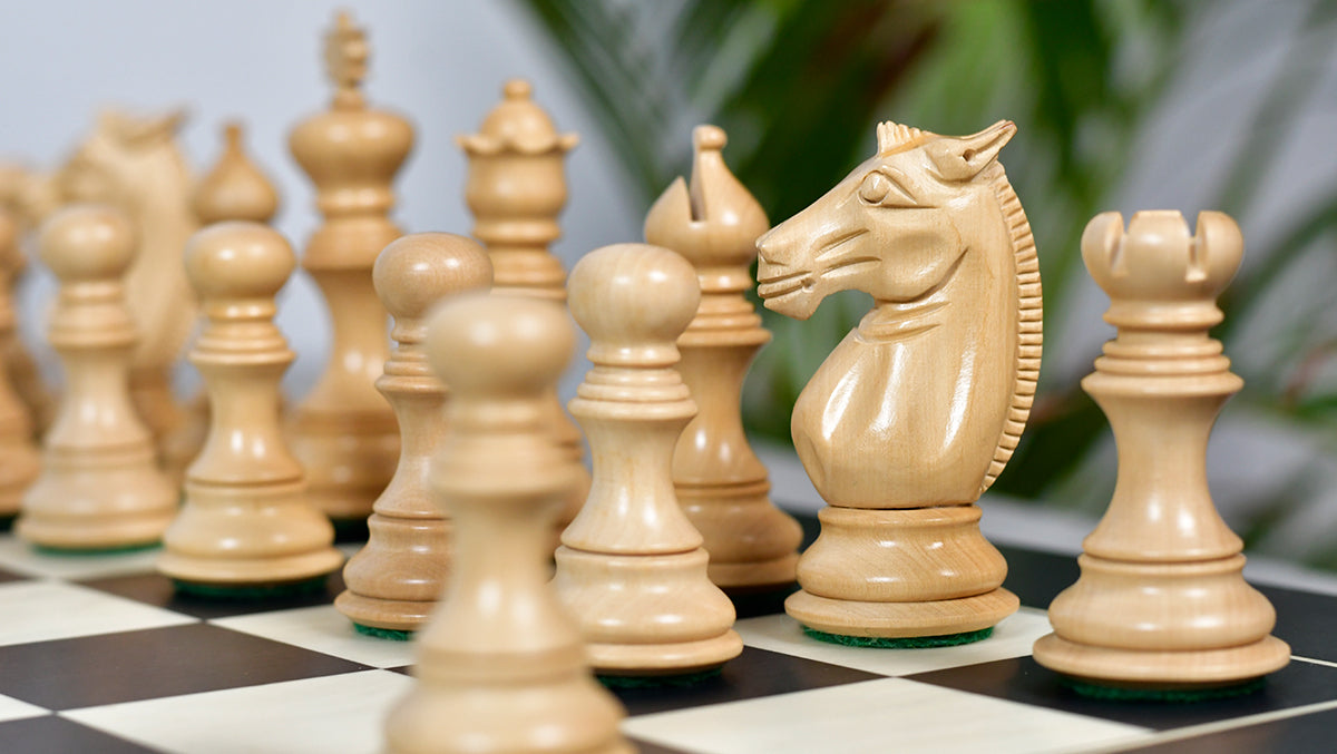 Meghdoot Staunton Series Wooden Chess Pieces in Ebony & Box Wood - 3.2" King