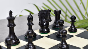 3.58" Bridle Series Wooden Chess Pieces in Ebony & Box Wood - 1200 Grams