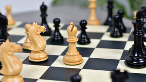 The 4 Inch Supreme Series (The Queen’s Gambit) Staunton Weighted Chess Pieces in Black Ebonized Wood & Boxwood - 1100 grams