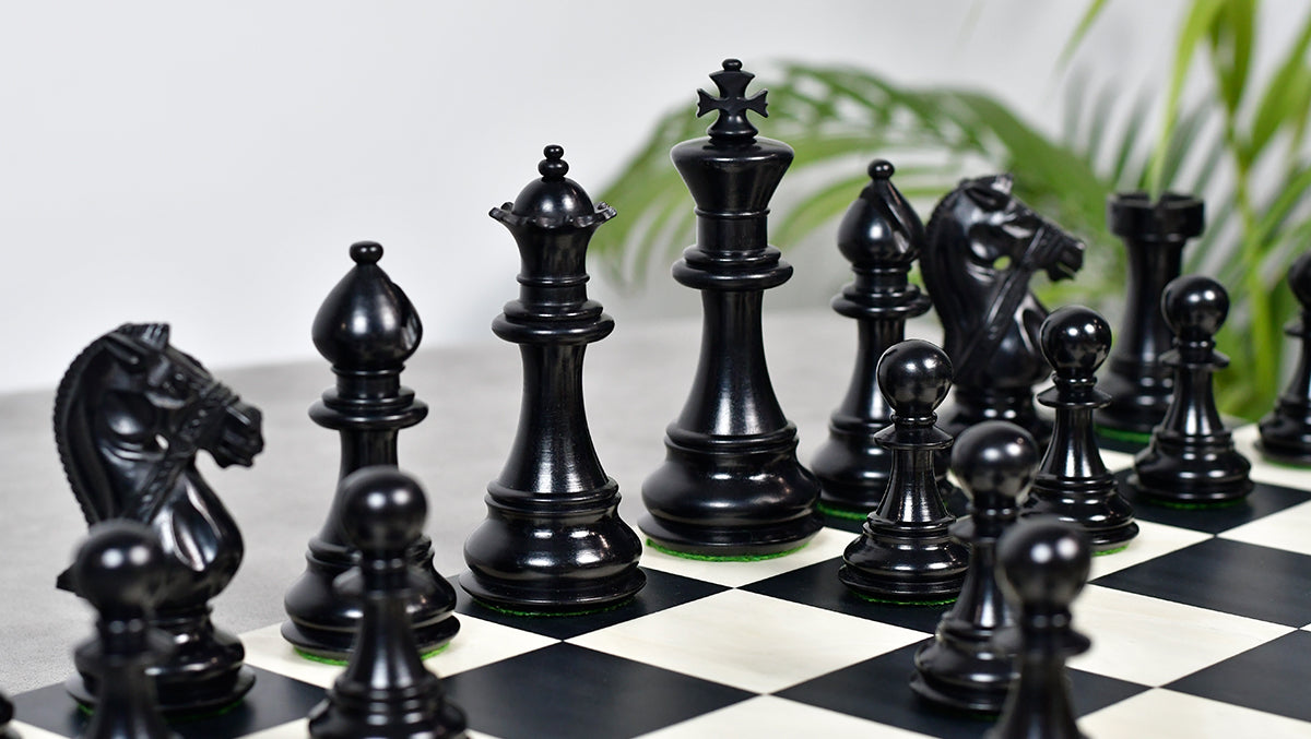 Noble Stallion Chess Set Bridle Edition in Ebony & Box Wood - 4.8" King