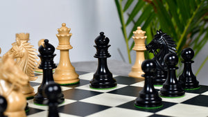 The Bridle Series Luxury Triple Weighted Chess Pieces in Ebony Wood / Boxwood - 4.2" King