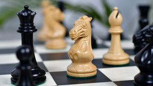 GM Blitz Edition Staunton Series Chess Pieces in Ebony Wood & Natural Boxwood - 3.75" King