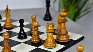 War Admiral Antiqued Chess Pieces – 4.4" King – Handcrafted Staunton Design in Ebony Wood & Antiqued Boxwood