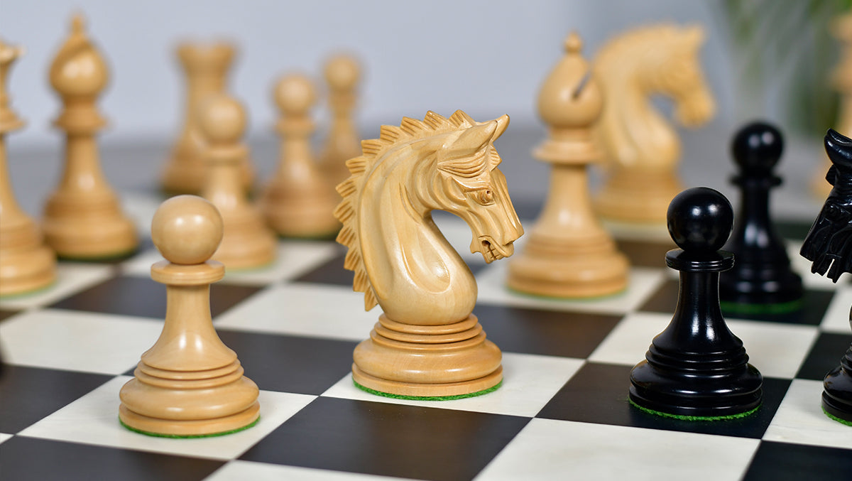 California Chrome Staunton Series Luxury Chess Pieces Version 2.0 in Ebony / Boxwood - 4.25" King