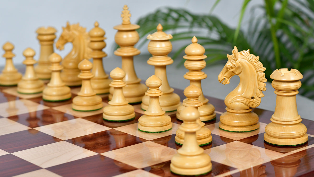 The Artisan Knight Handcrafted Luxury Wooden Chess Pieces In Bud Rosewood & Natural Boxwood - 4.4" King