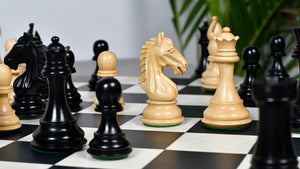 Derby Knight Staunton Pattern Weighted Chess Pieces  in Ebonized & Boxwood - 4.1" King