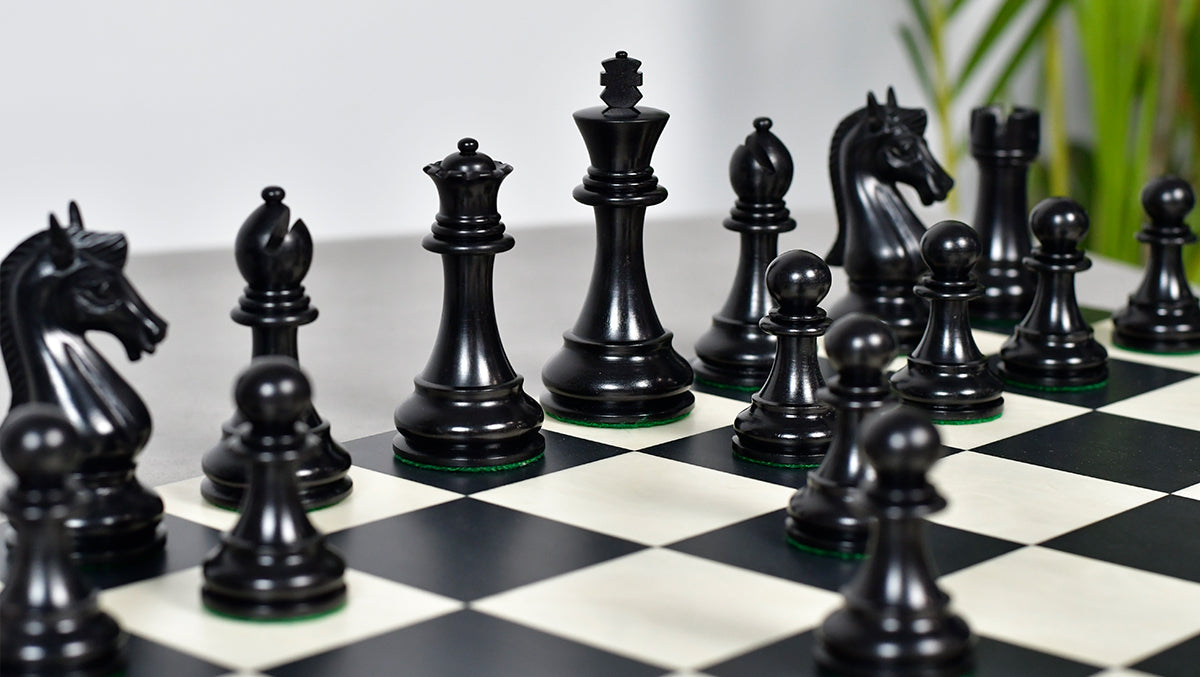 The Candidates Series Staunton Chess Pieces in Ebony / Box Wood - 3.75" King