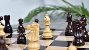 French Lardy Exclusive Tournament Size Weighted Wooden Chess Pieces in Indian Rosewood / Box wood - 3.75"