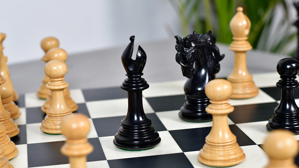Viking Series Triple Weighted Staunton Luxury Chess Pieces – Handcrafted Ebony & Boxwood, 4.4” King