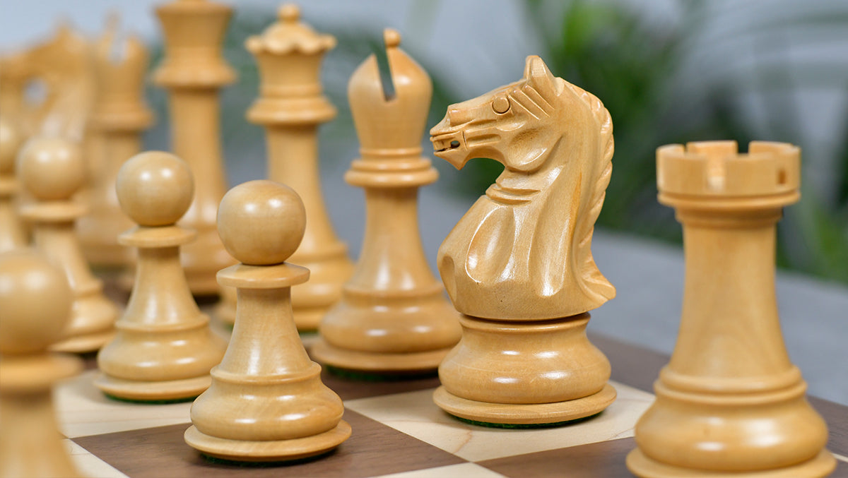 The Supreme Series (The Queens's Gambit) Staunton Weighted Chess Pieces in Acacia Wood & Indian Boxwood 4 inch King - 1400 GMS