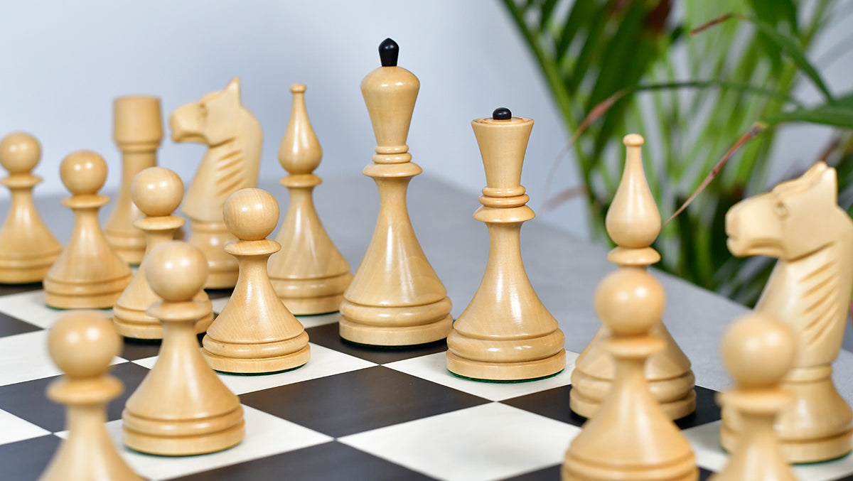 1961 Soviet Championship Baku Chess Pieces in Ebonized / Box wood - 4.05 King