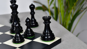 The Sher-E-Punjab Series Chess Pieces in Ebony Wood / Boxwood - 4.6" King